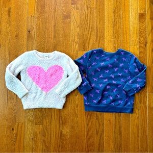 OshKosh B’Gosh Cat & Jack girls pullover sweatshirts size 4 4/5 heart unicorn